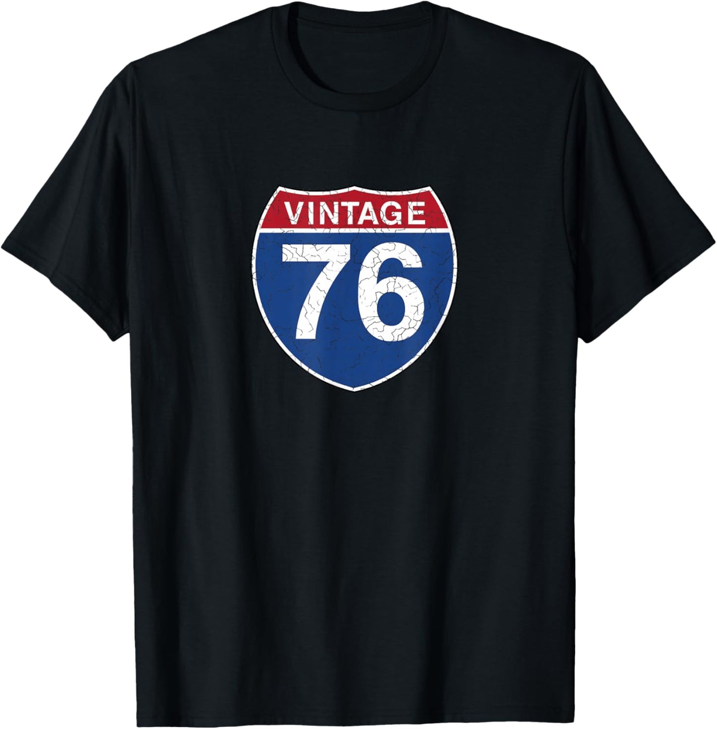 76 Vintage 50th Birthday Gift Ideas 1976 Road Sign T-Shirt - T-Shirt | Black