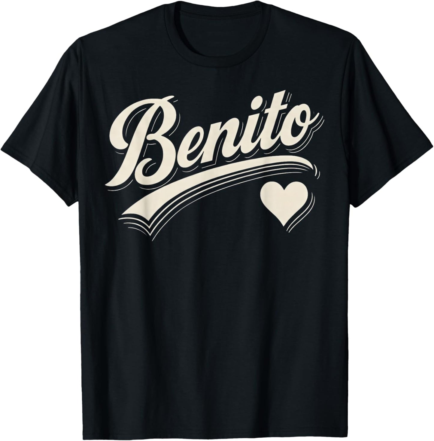 Vintage Benito Heart Script Gift Women Kid Boy Girl T-Shirt - T-Shirt | Black