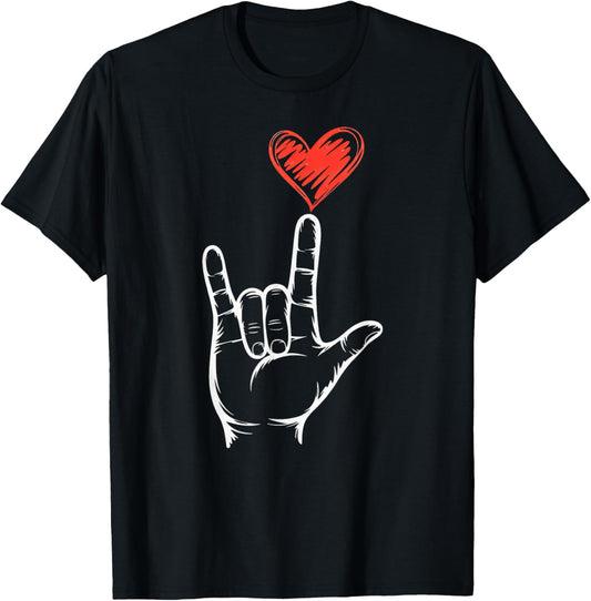 Valentine I Love You Hand Sign T-Shirt - T-Shirt | Black