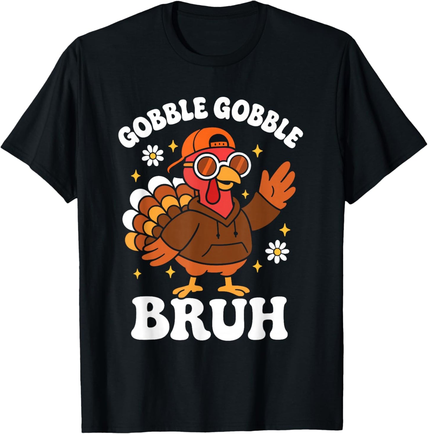 Bruh Funny Thanksgiving Turkey Gobble Boys Girls Kids T-Shirt - T-Shirt | Black