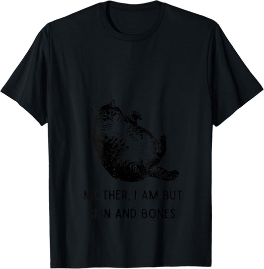 Cat Mother I Am But Skin and Bones V-Neck T-Shirt - T-Shirt | Black