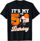 It's My 5th Birthday Basketball Theme 5 Year Old Boy Bday T-Shirt - T-Shirt | Black