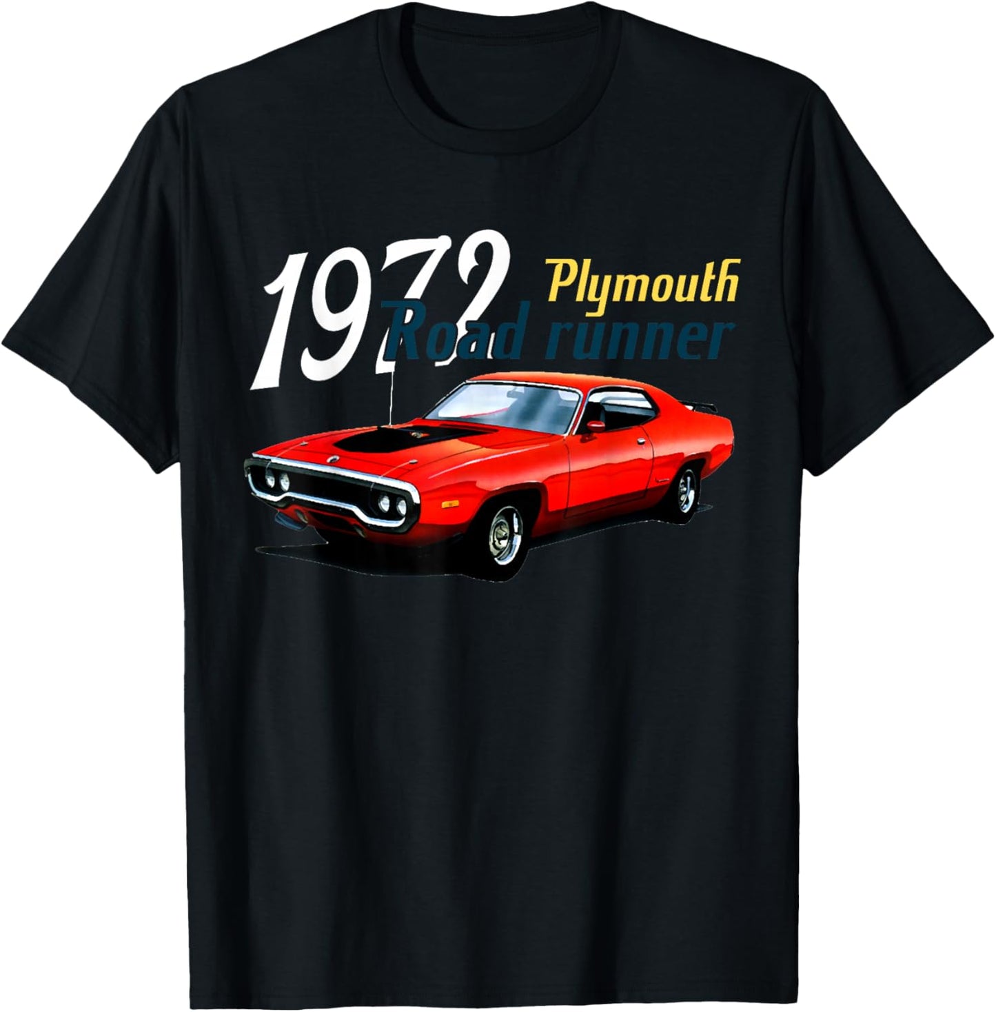 1972 72 Roadrunner Red Classic Vintage Old Car USA Flag T-Shirt - T-Shirt | Black