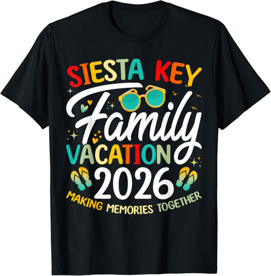 Siesta Key Beach Florida Family Vacation 2026 Tropical T-Shirt - T-Shirt | Black