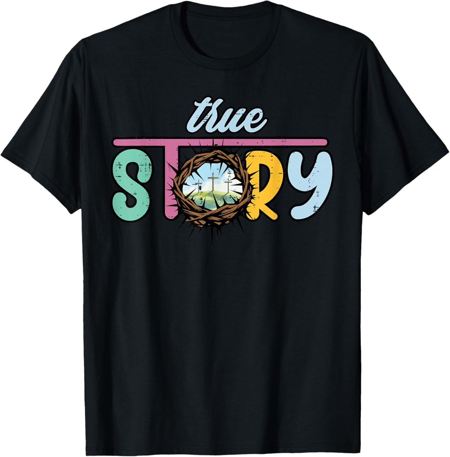 Easter Story Crown Thorns Cross Christian Men Women Kid T-Shirt - T-Shirt | Black