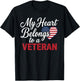 My Heart Belongs to a Veteran Heart Flag Military Valentine T-Shirt - T-Shirt | Black