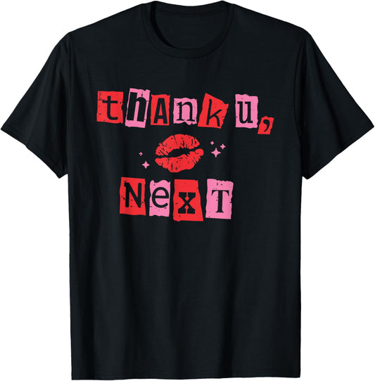 Retro Thank You Next Funny Valentine Girly Love XOXO Be Mine T-Shirt - T-Shirt | Black