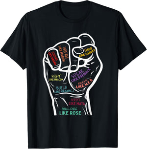 Power Fist Hand Inspirational Leaders Black History Month T-Shirt - T-Shirt | Black