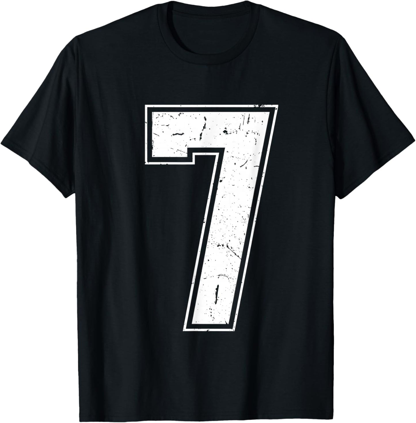 Number 7 Matching Costume 67 Meme Costume Distressed Retro T-Shirt - T-Shirt | Black