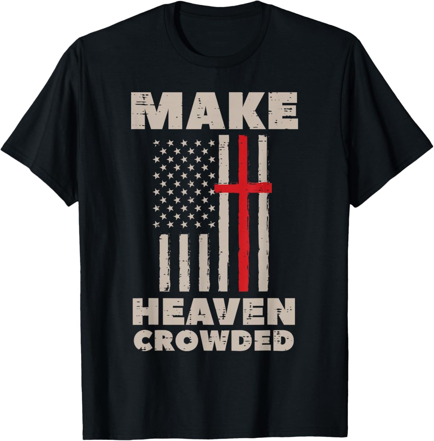 Heaven US Flag Patriotic Christian Religious God Jesus T-Shirt - T-Shirt | Black