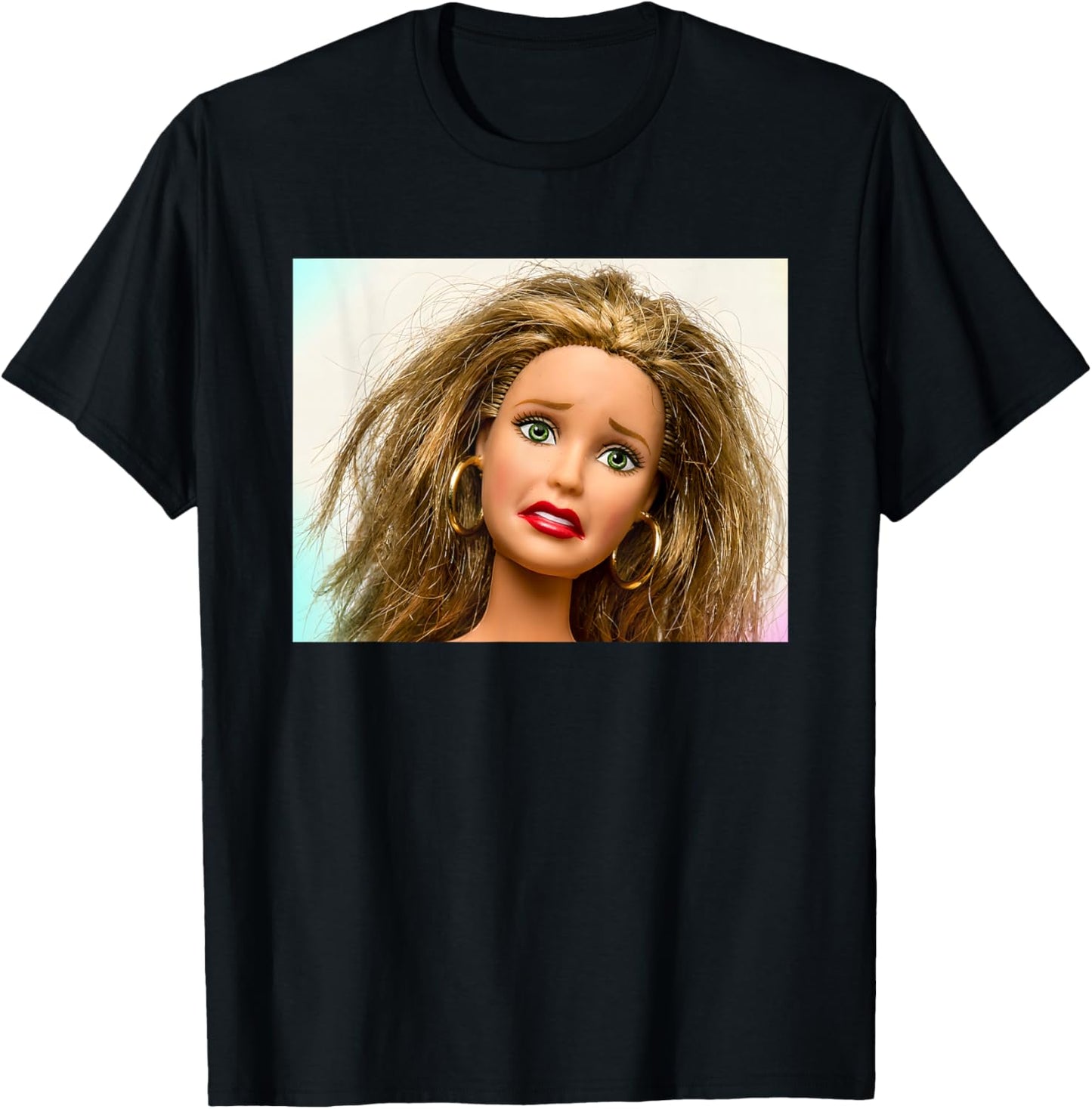 Retro Doll Face Meme Dolls Plastic Digusting Doll Face Meme T-Shirt - T-Shirt | Black