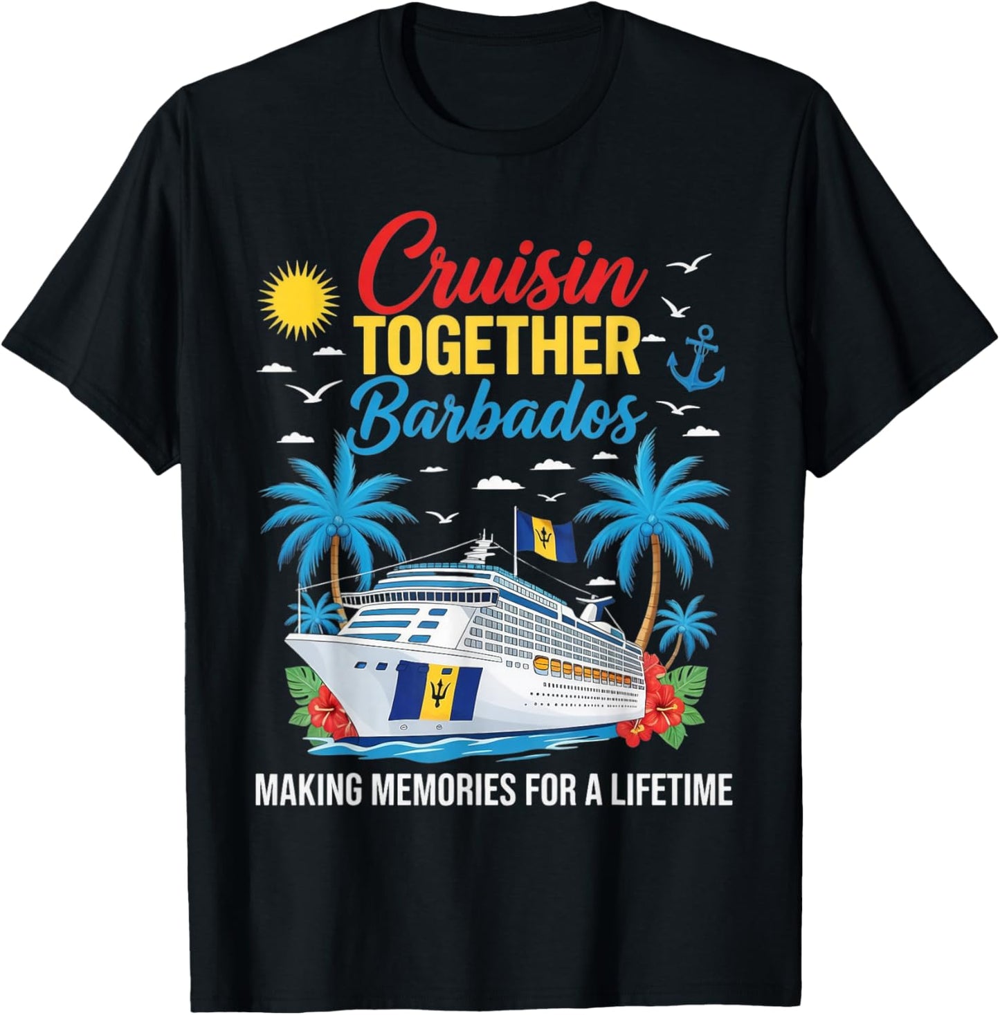 Cruisin Together Barbados Barbadian Bajan Flag Barbados T-Shirt - T-Shirt | Black