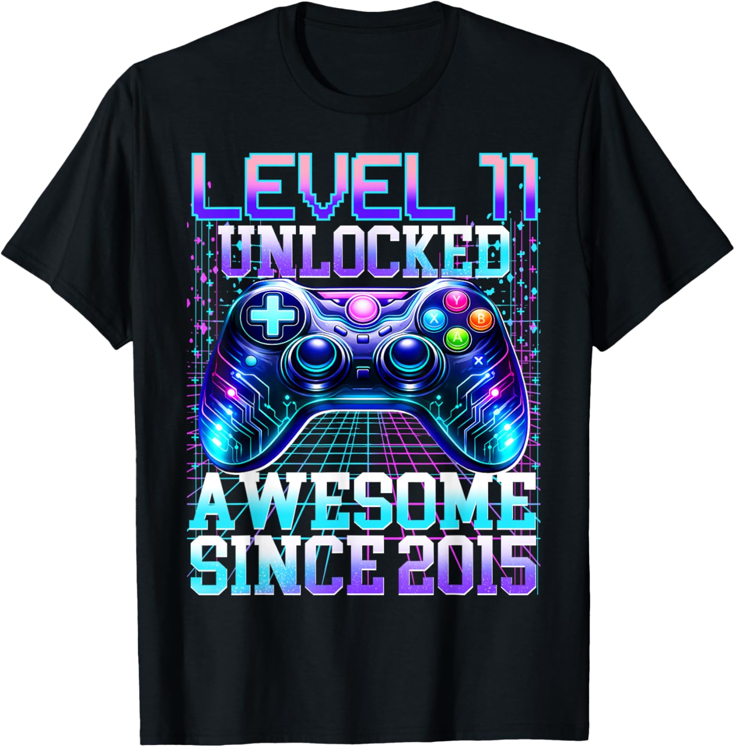 11th Birthday Boys Gamer Level 11 Unlocked Awesome 2015 Bday T-Shirt - T-Shirt | Black