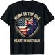 Home in The USA Heart in Australia American Australian T-Shirt - T-Shirt | Black