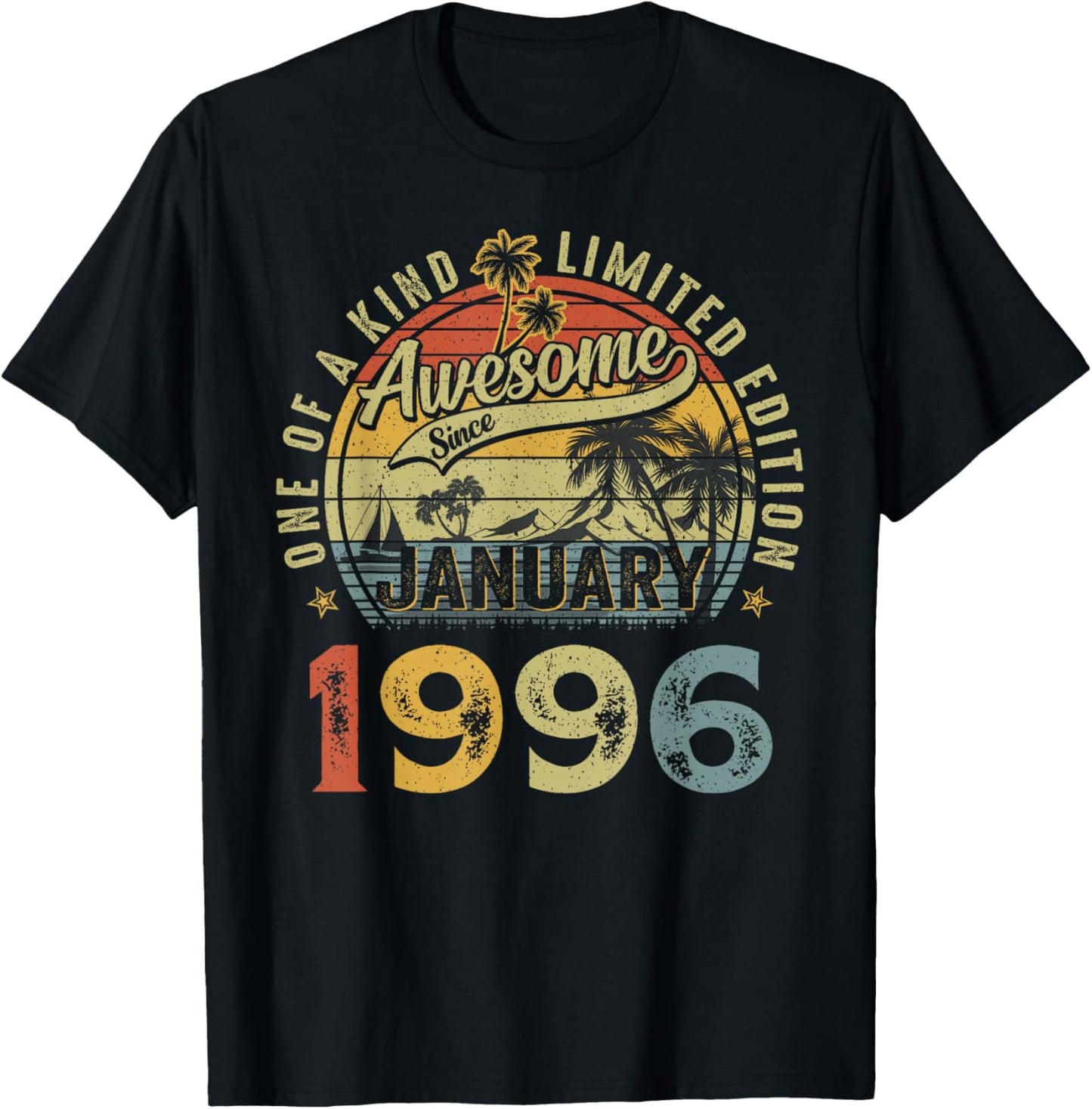 Awesome Since January 1996 Vintage Retro 30th Birthday Men T-Shirt - T-Shirt | Black