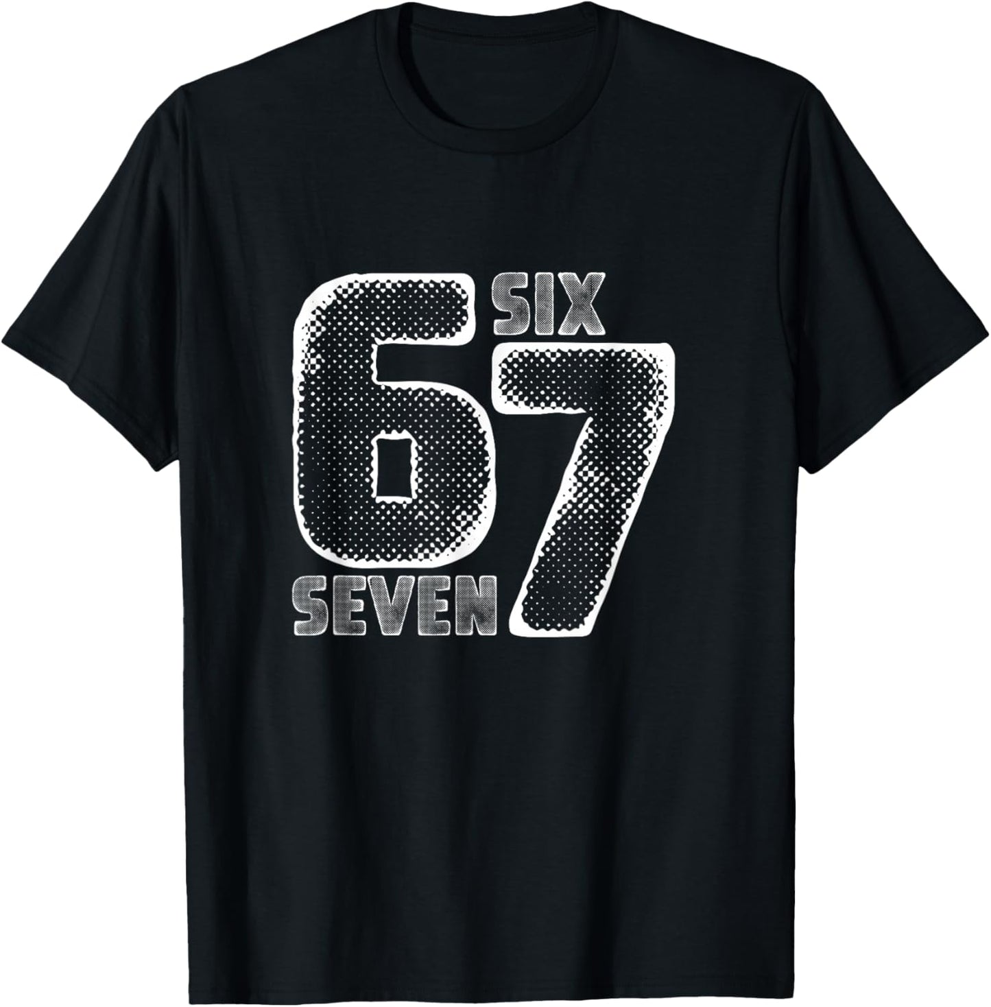 Six Seven Retro Meme 67 Number Design T-Shirt - T-Shirt | Black