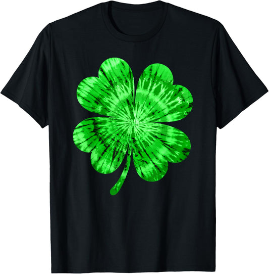 Irish Shamrock Tie Dye Happy St Patricks Day Men Women Kids T-Shirt - T-Shirt | Black