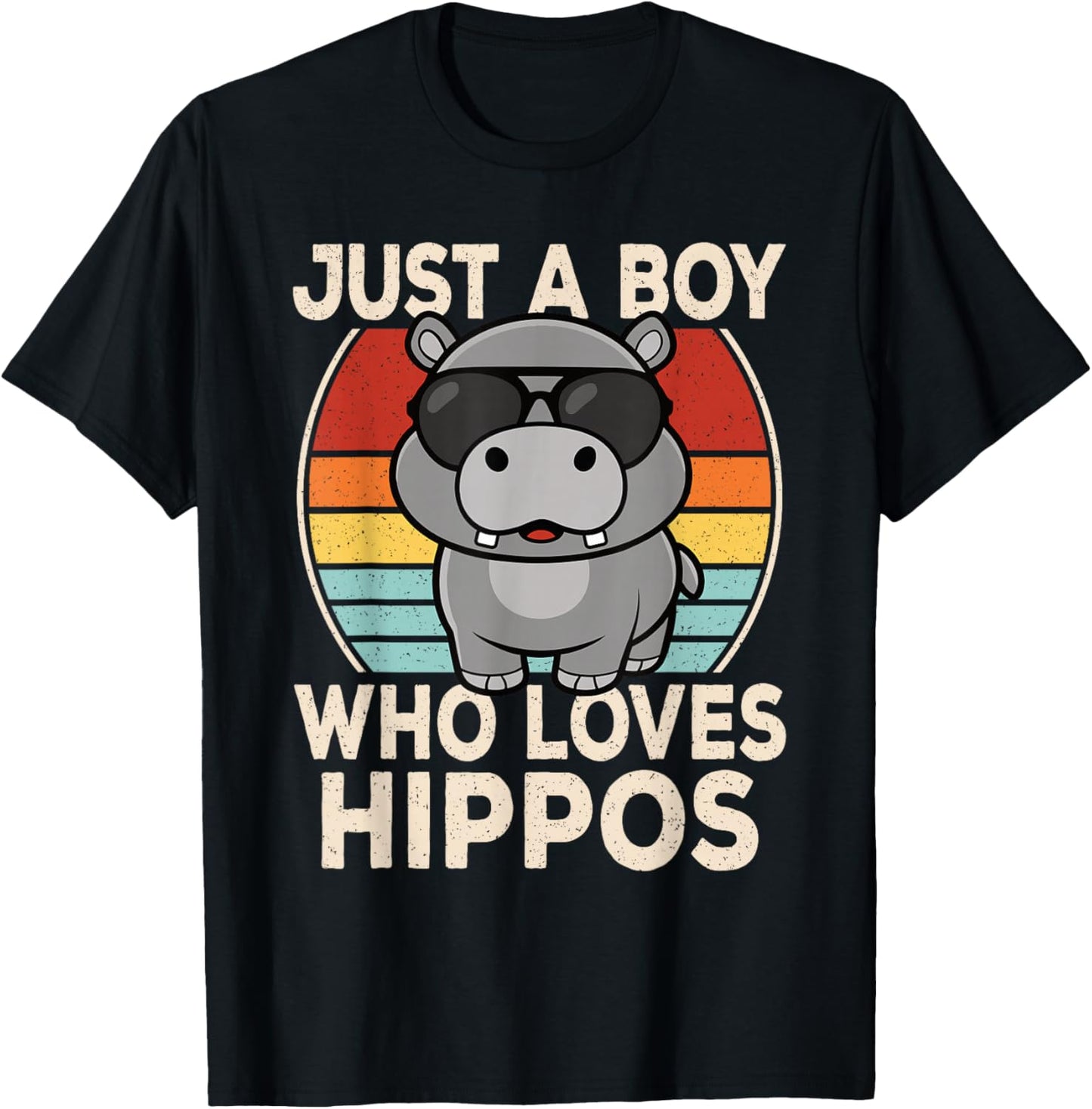 Just A Boy Who Loves Hippos Hippopotamus Lover Boys Kids T-Shirt - T-Shirt | Black