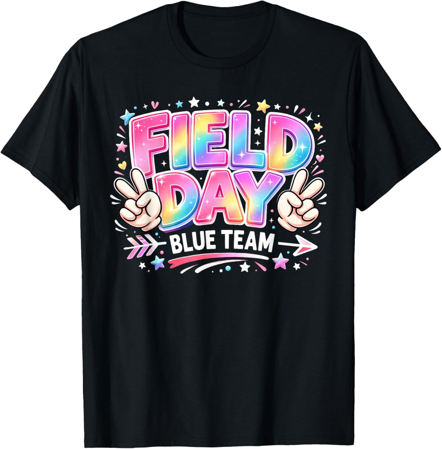Field Day Blue Team Peace Hand Pastel Men Women Kid T-Shirt - T-Shirt | Black