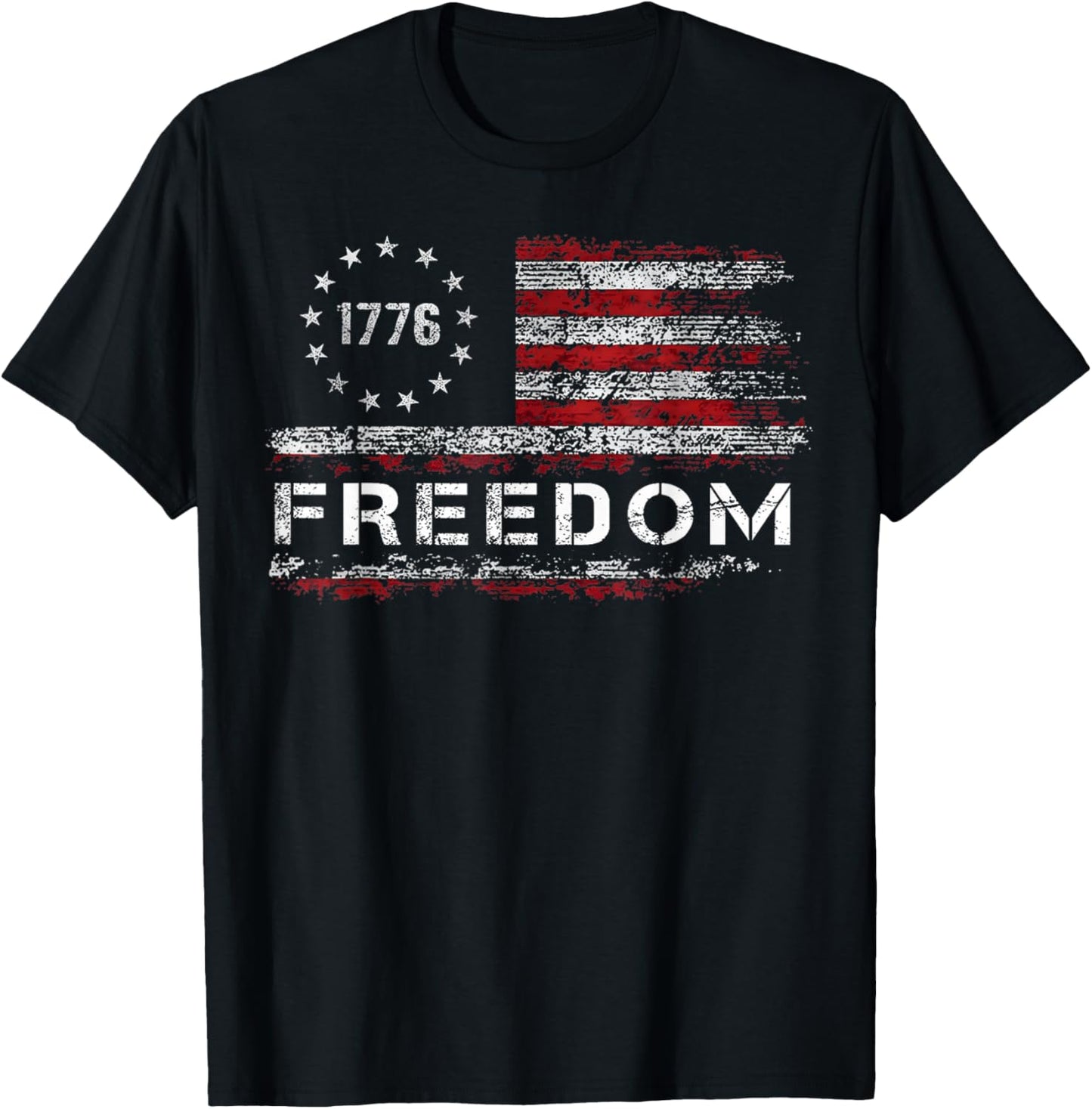 Freedom Vintage America Flag T-Shirt - T-Shirt | Black