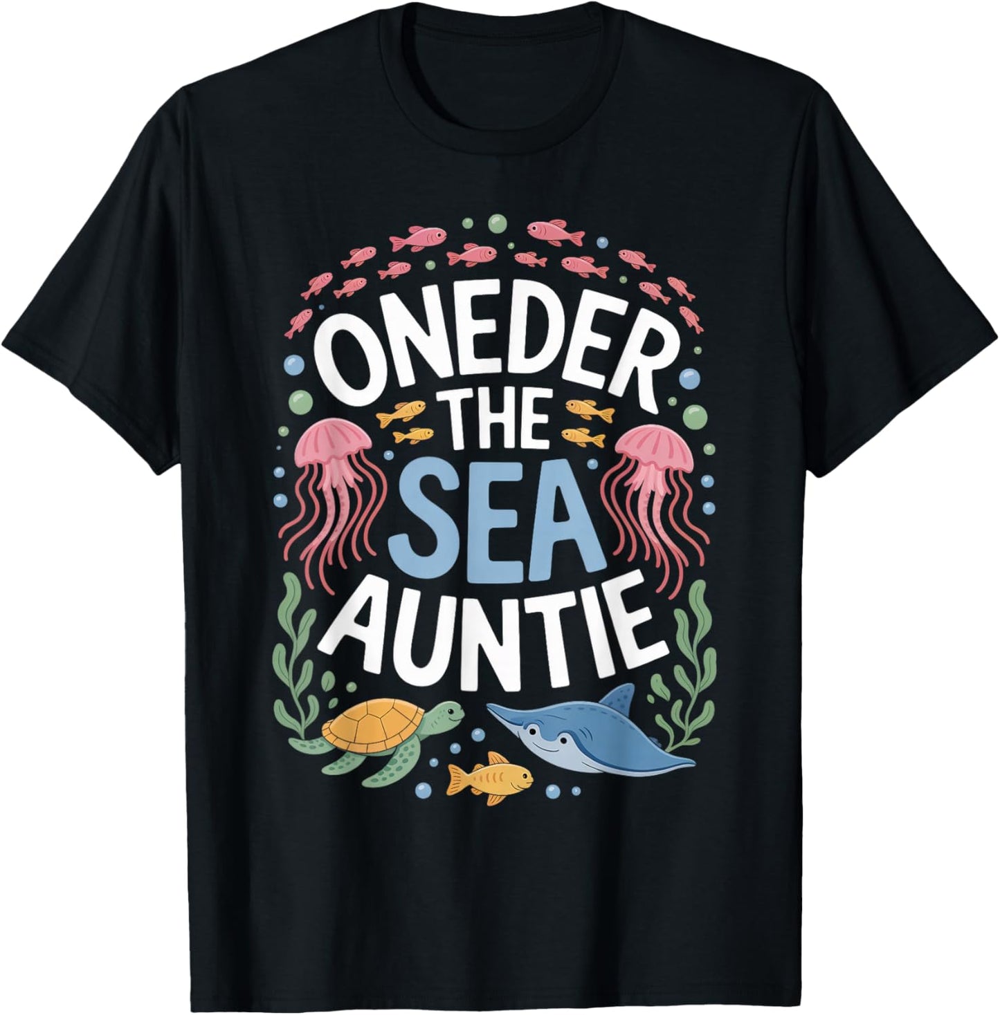 OneDer The Sea Auntie 1st Birthday Aunt Matching T-Shirt - T-Shirt | Black
