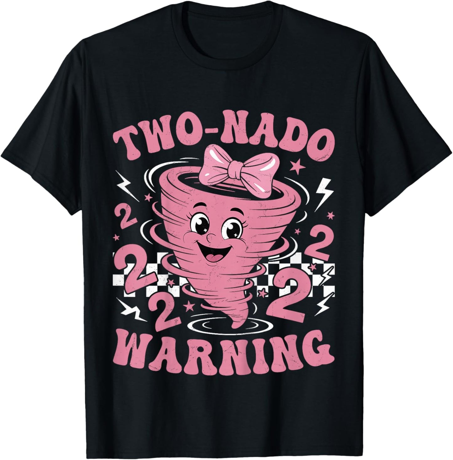 Two Nado Warning Coquette Bow 2nd Birthday 2 Year Old Girls T-Shirt - T-Shirt | Black