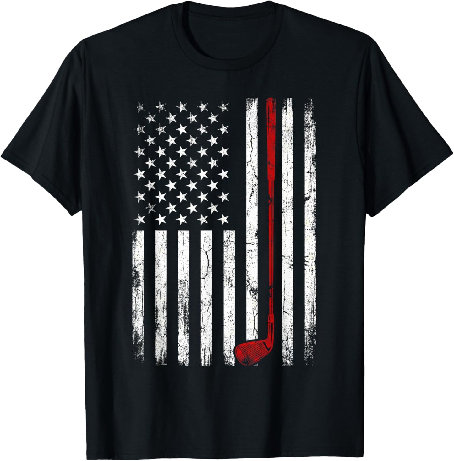Patriotic American Flag Golf Golfer Graphic Women T-Shirt - T-Shirt | Black