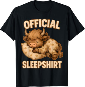 Highland_Cow - Official Sleepshirt Pajamas Nightgown T-Shirt - T-Shirt | Black