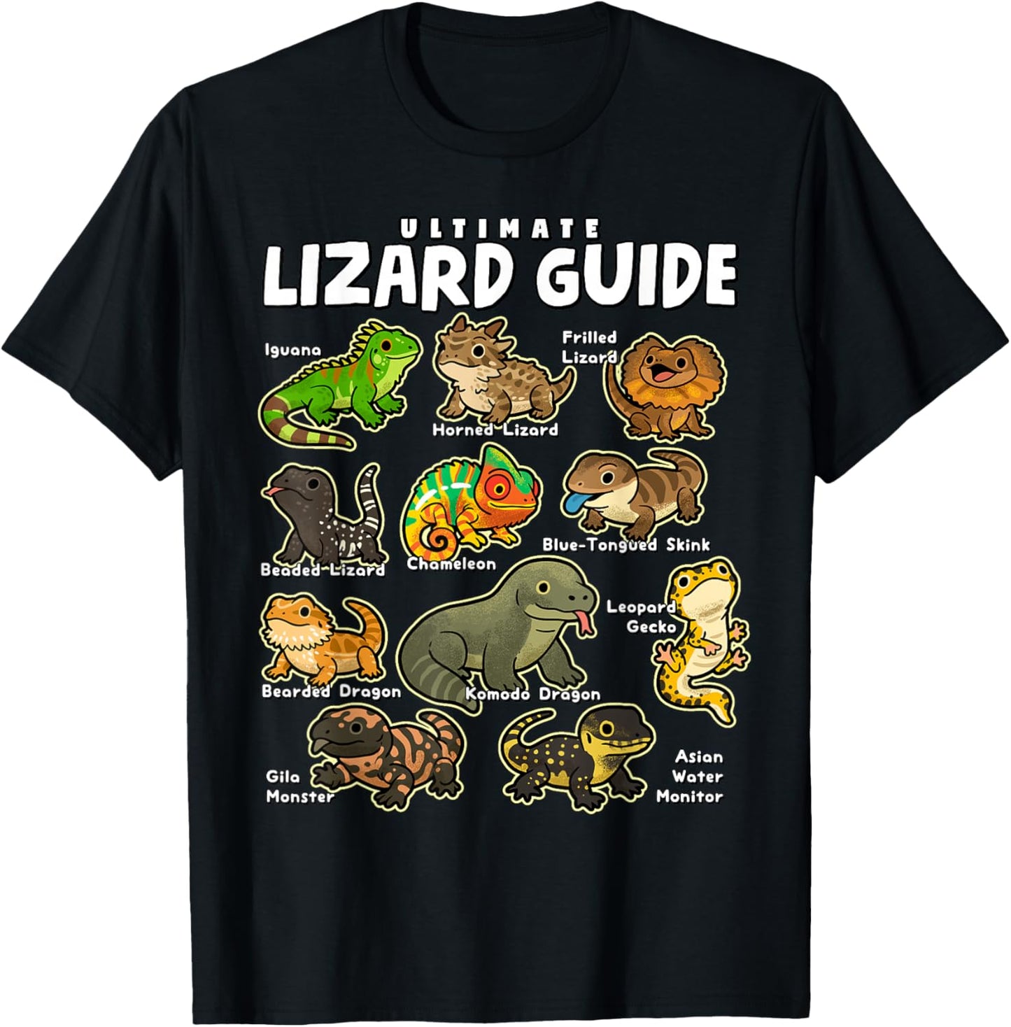 Ultimate Lizard Guide Cute World Lizards Reptile Herpetology T-Shirt - T-Shirt | Black