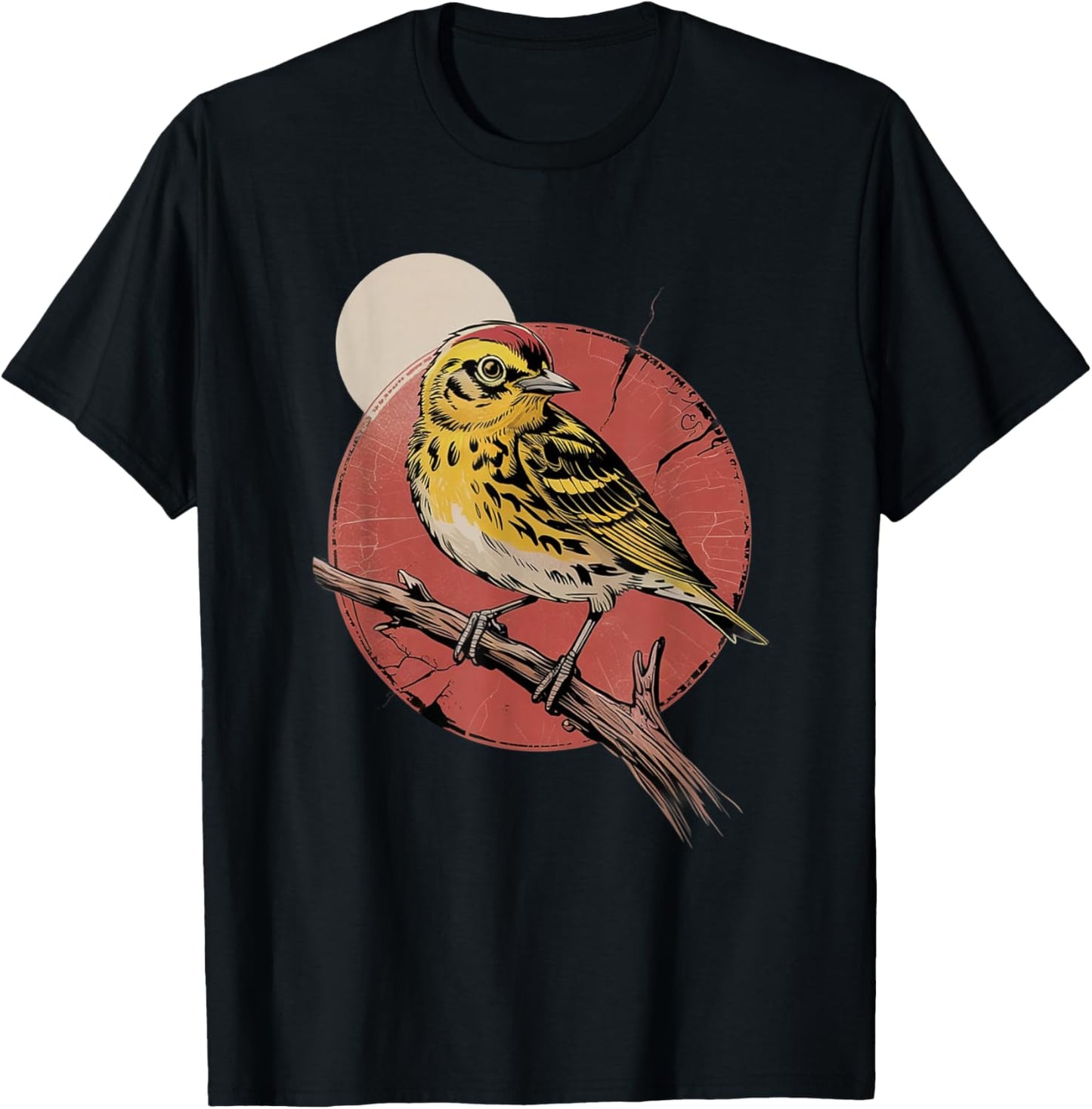 Vintage Yellow Songbird Retro Birdwatching Nature Bird T-Shirt - T-Shirt | Black