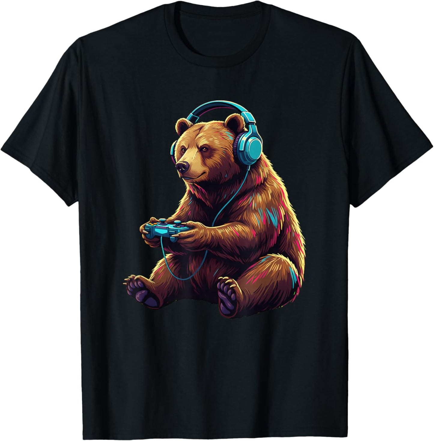 Bear Gaming Animal Video Games Funny Bear T-Shirt - T-Shirt | Black