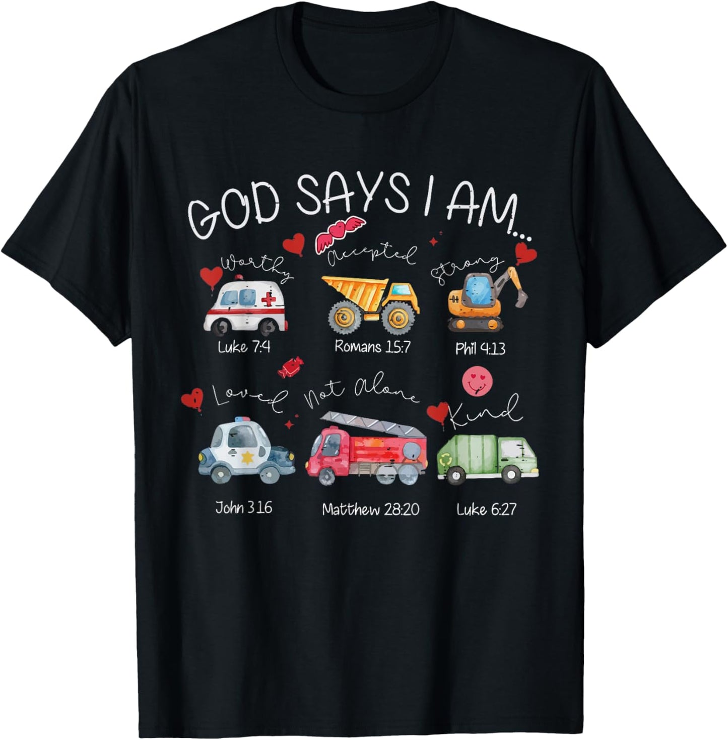 Funny God Says I Am Christian Valentine Vehicle Toddler Boys T-Shirt - T-Shirt | Black