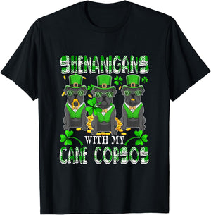 Shenanigans with Cane Corsos Patrick's Day Three Cute Dogs T-Shirt - T-Shirt | Black