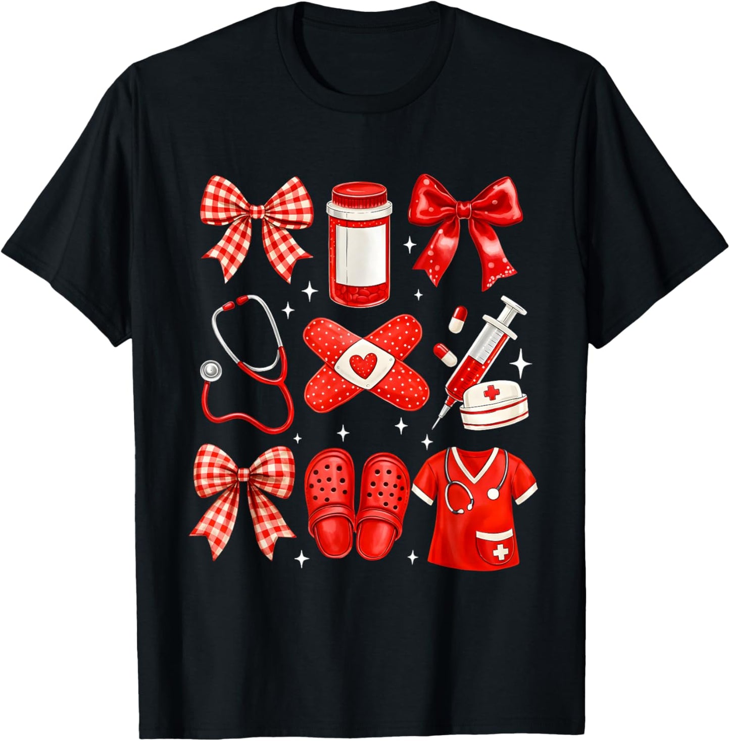 Nurse Valentines Cute Coquette Nursing T-Shirt - T-Shirt | Black