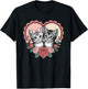 Cute Kittens in Heart with Roses Romantic Cat T-Shirt - T-Shirt | Black