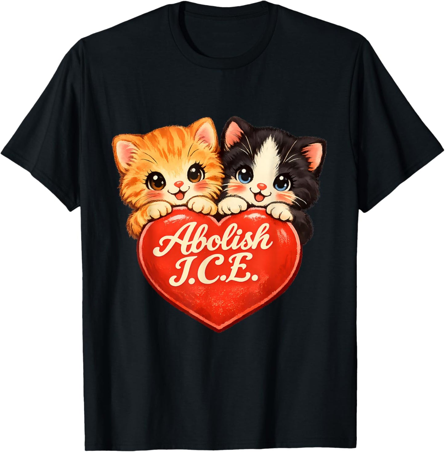 Abolish ICE Cat Valentines Day T-Shirt - T-Shirt | Black