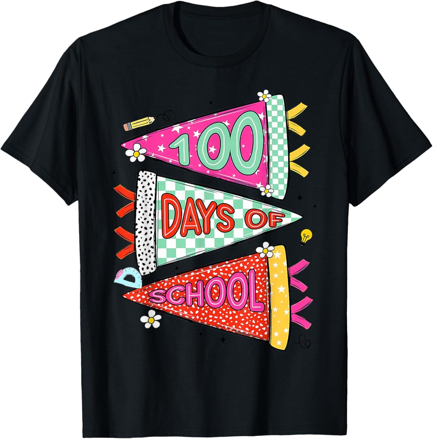 Happy 100 Days of School 100th Days Gift Teacher Girl Boy T-Shirt - T-Shirt | Black