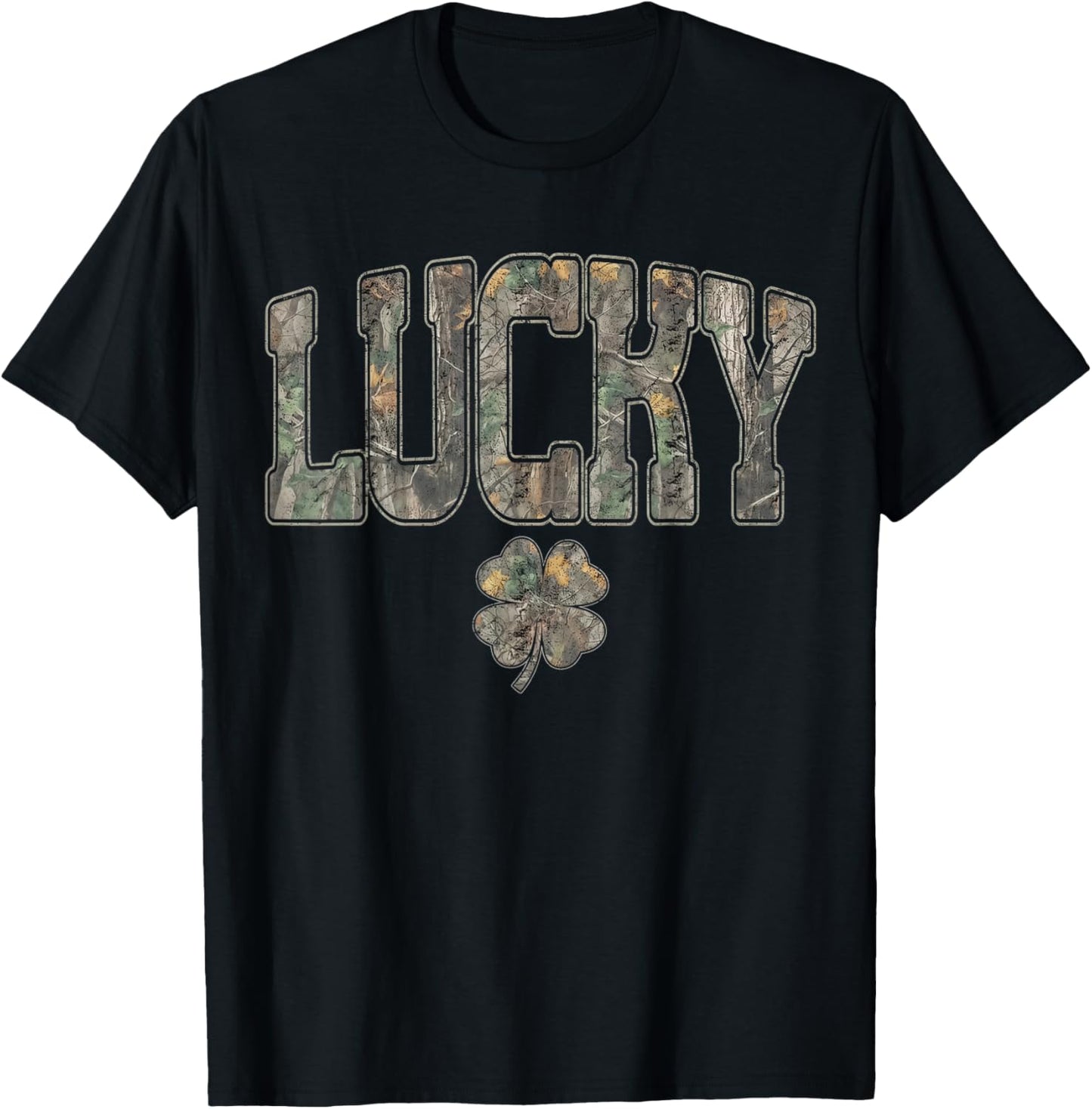 Retro Old Camo Lucky Shamrock Camouflage St Patrick's Day T-Shirt - T-Shirt | Black