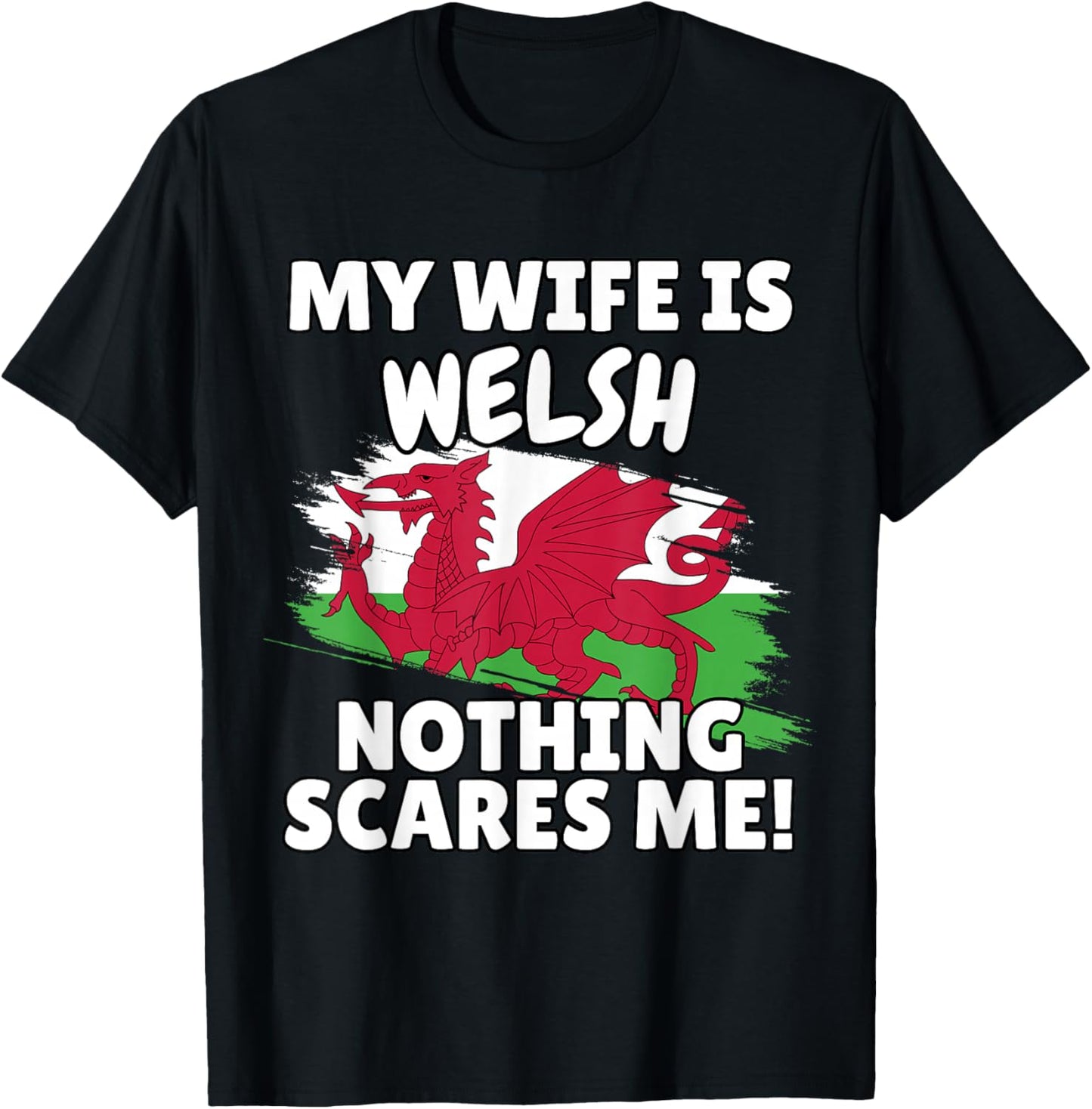My Wife is Welsh Funny Wales Flag Gift Husband T-Shirt - T-Shirt | Black