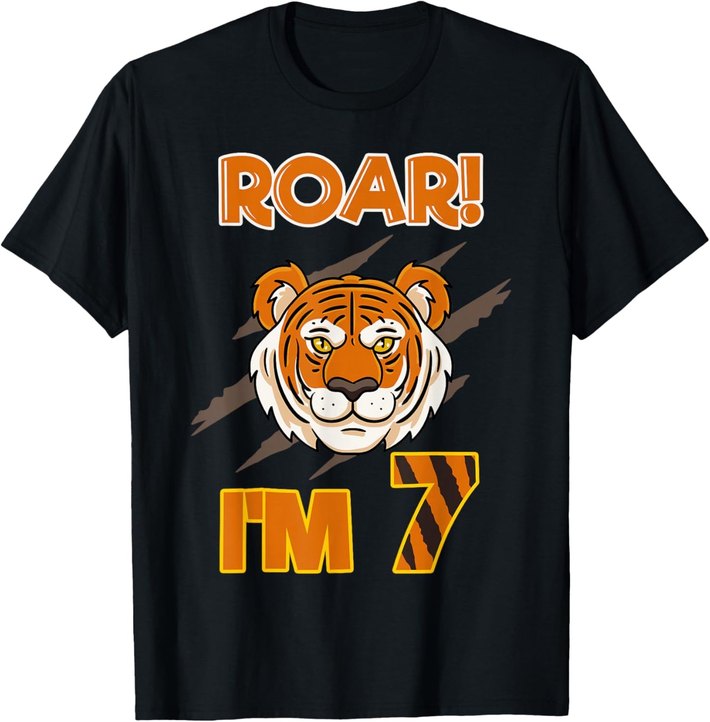 Tiger 7th Birthday Party Jungle Zoo Zookeeper Animal Lover T-Shirt - T-Shirt | Black