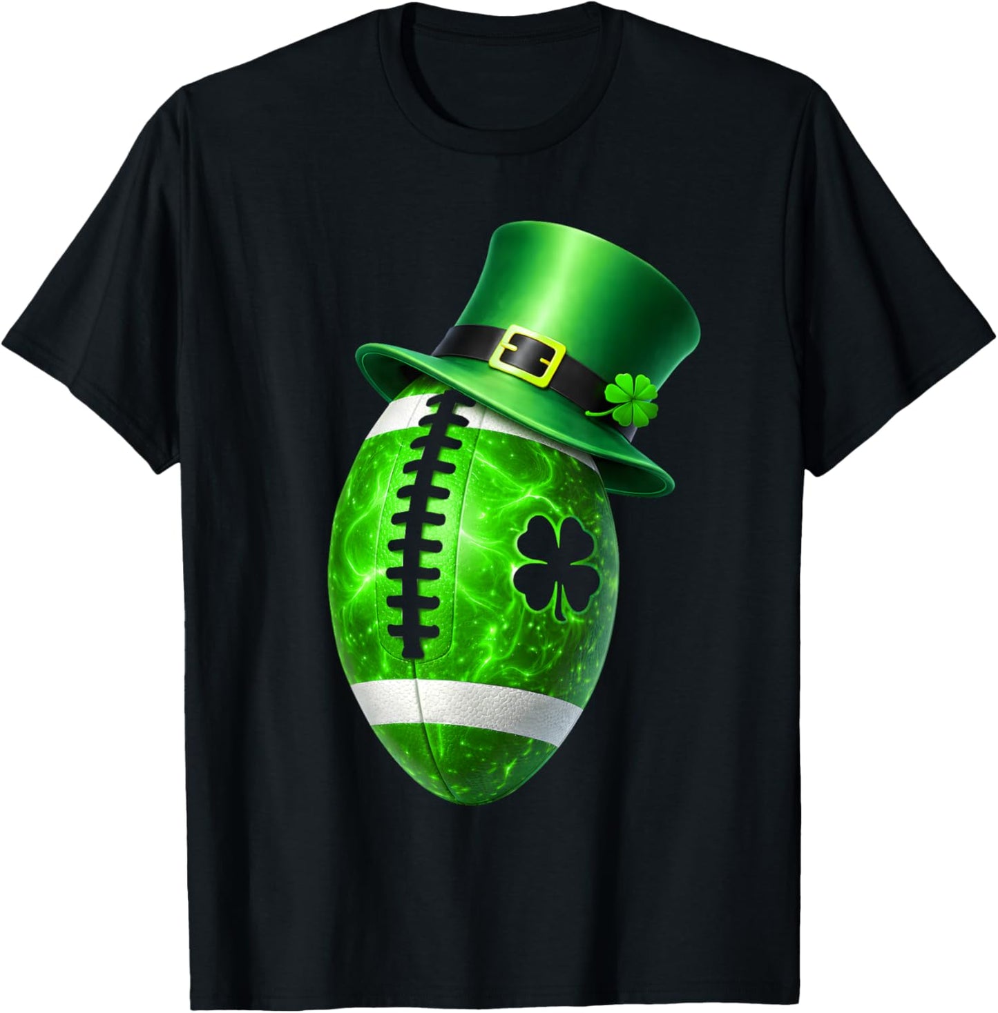 Funny Shamrock Leprechaun Football St Patricks Men Boy Kid T-Shirt - T-Shirt | Black