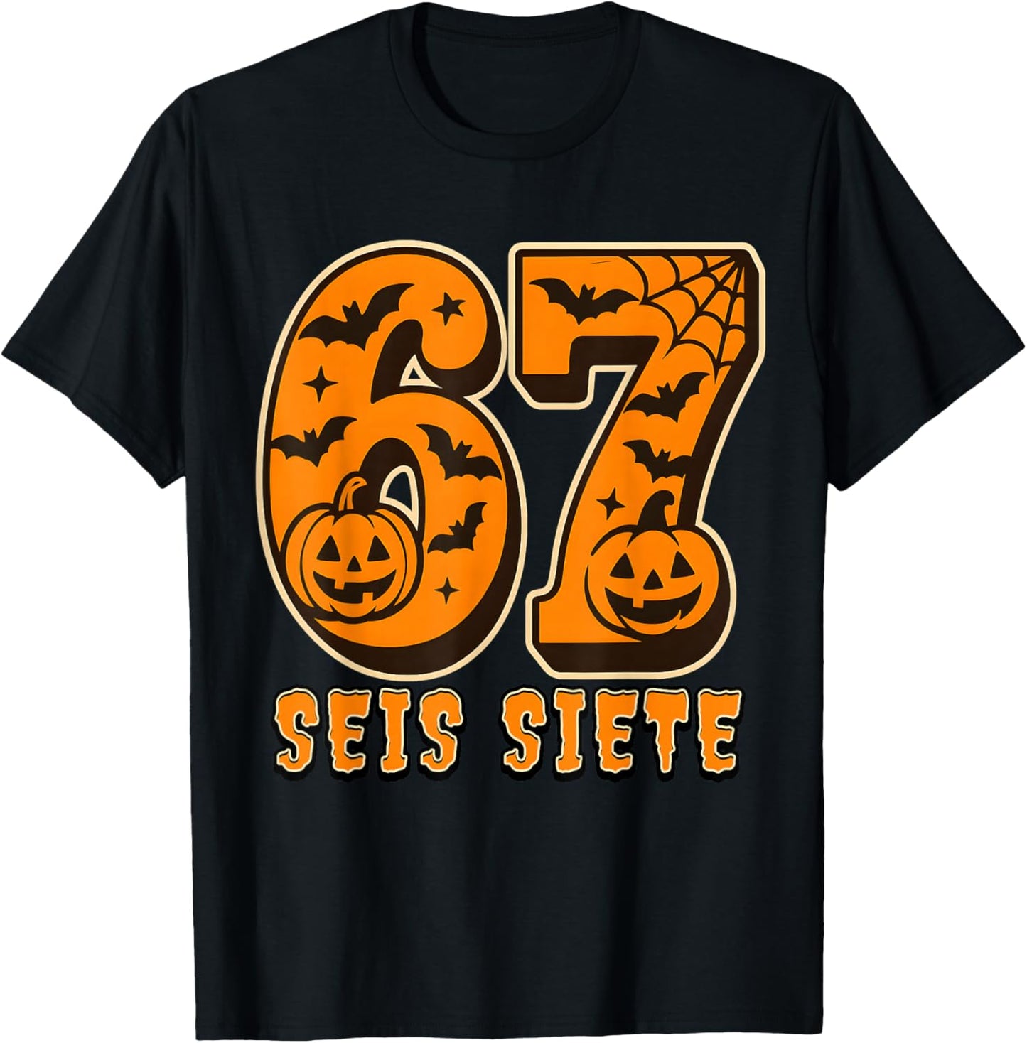 SEIS Siete Spanish Halloween 67 Boys Kids Six Seven Espanol T-Shirt - T-Shirt | Black