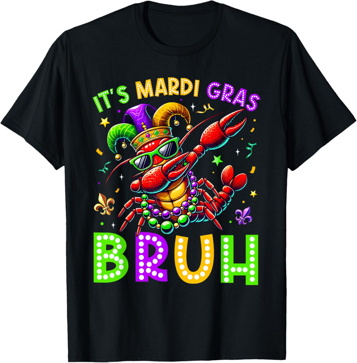 It's Mardi Gras Bruh Dabbing Crawfish Carnival Boy Girl Kid T-Shirt - T-Shirt | Black