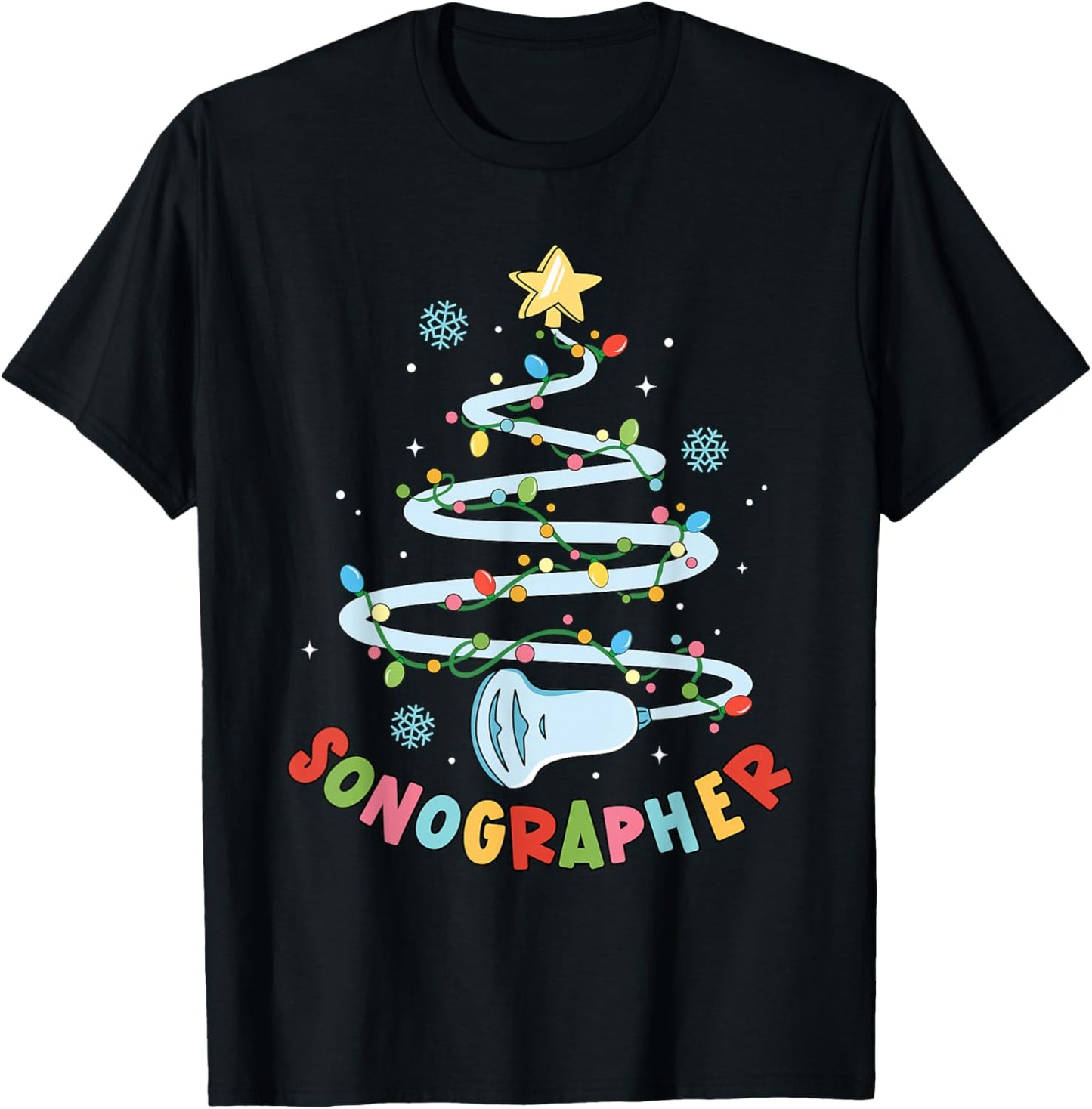 Funny Sonographer Christmas Tree Ultrasound Matching Group T-Shirt - T-Shirt | Black