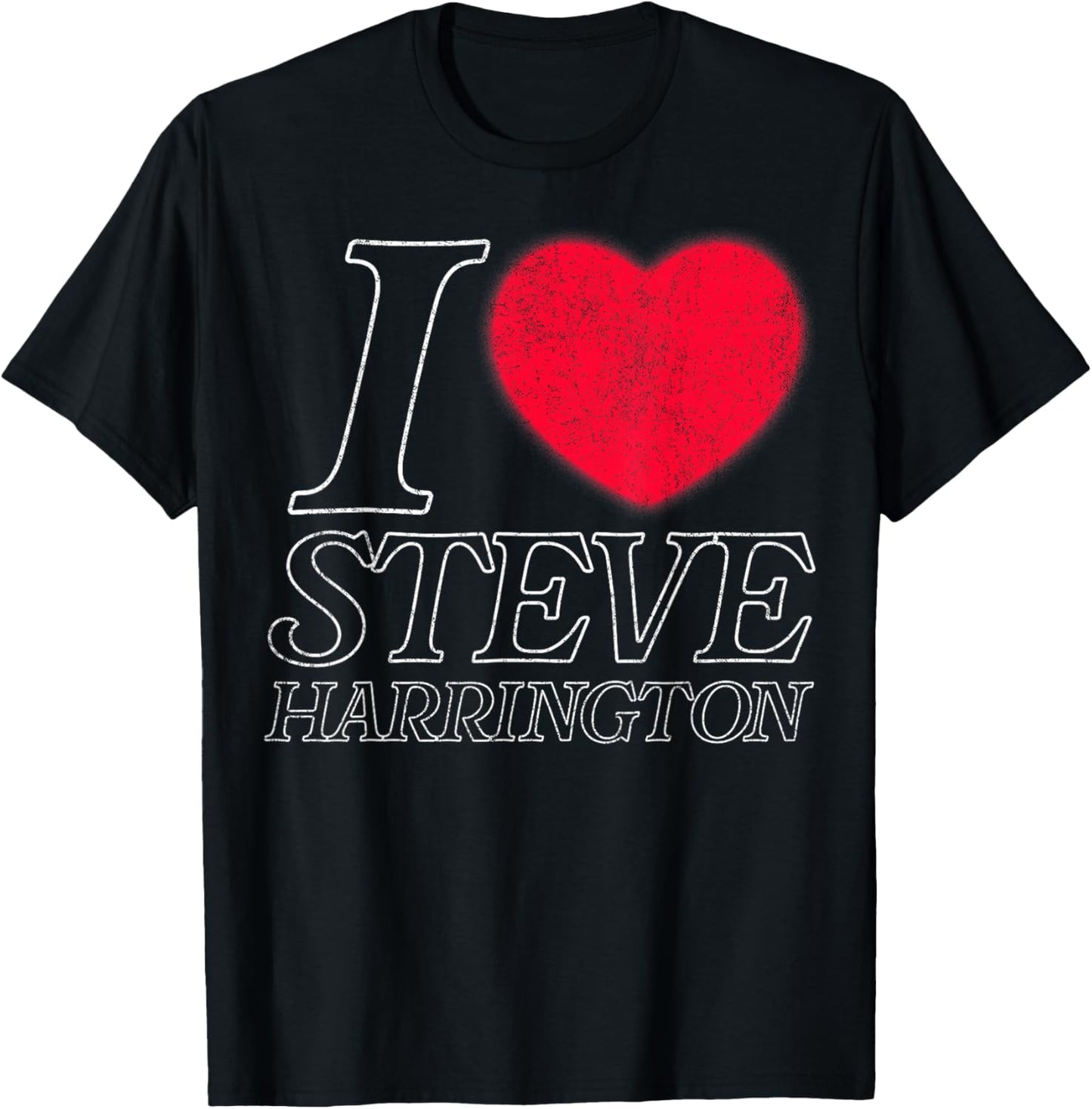 Stranger Things I Heart Steve Harrington Faded Red Heart T-Shirt - T-Shirt | Black