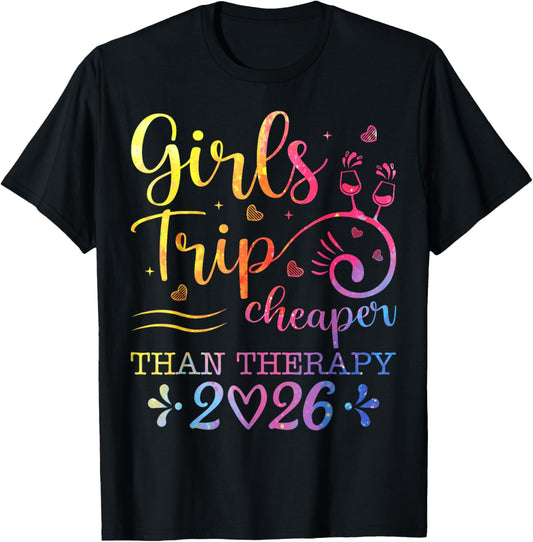 Girl's Trip 2026 Sister Women Friends Vacay Lover Road Trip T-Shirt - T-Shirt | Black