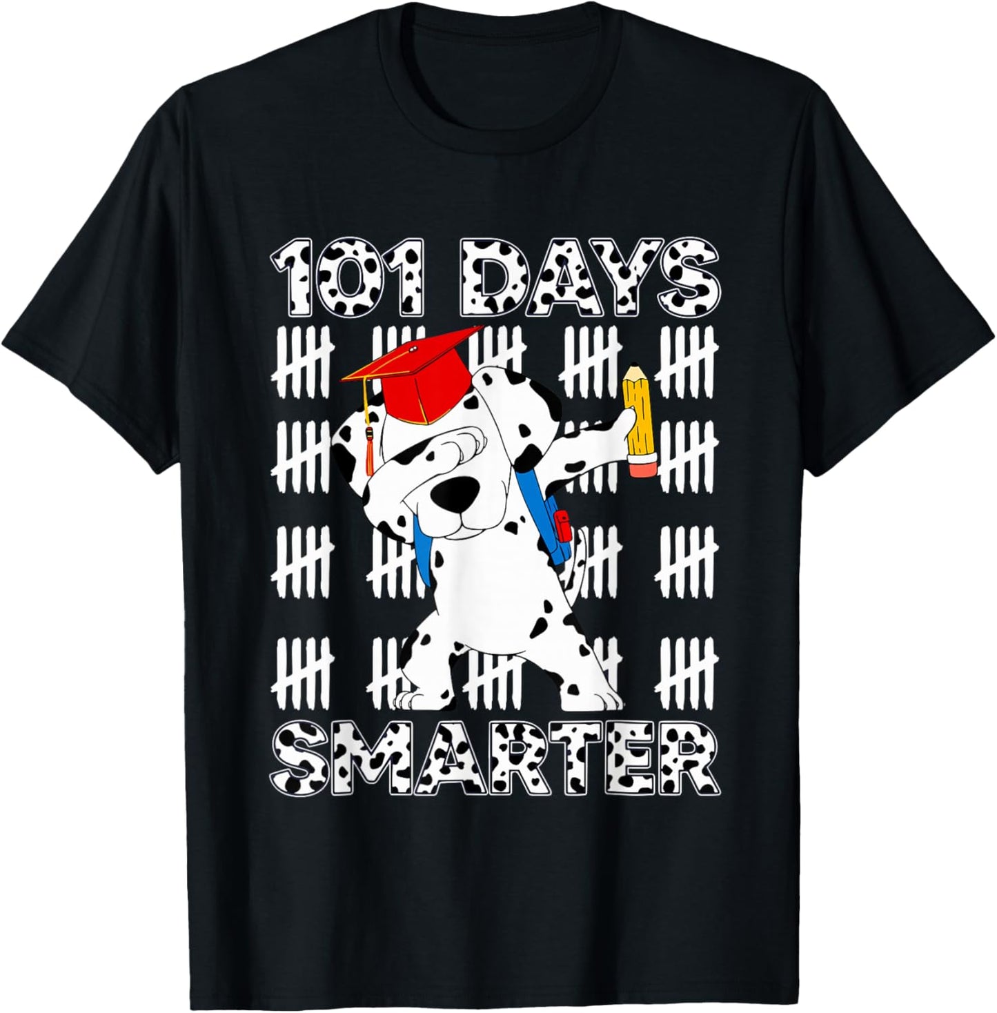 100 Days School Dabbing Dalmatian Dog Teachers Kids Teen T-Shirt - T-Shirt | Black