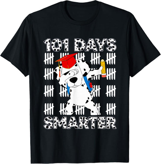 100 Days School Dabbing Dalmatian Dog Teachers Kids Teen T-Shirt - T-Shirt | Black