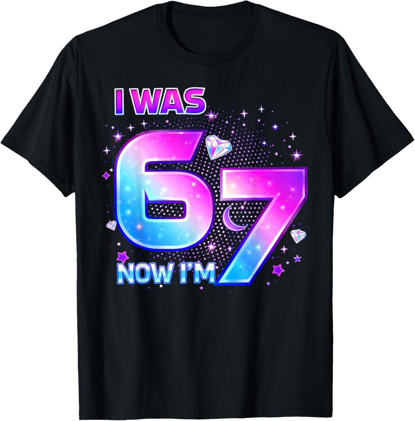 I was 6 Now I'm 7 Six Seven 7 Years Old Birthday Girl Kpop T-Shirt - T-Shirt | Black