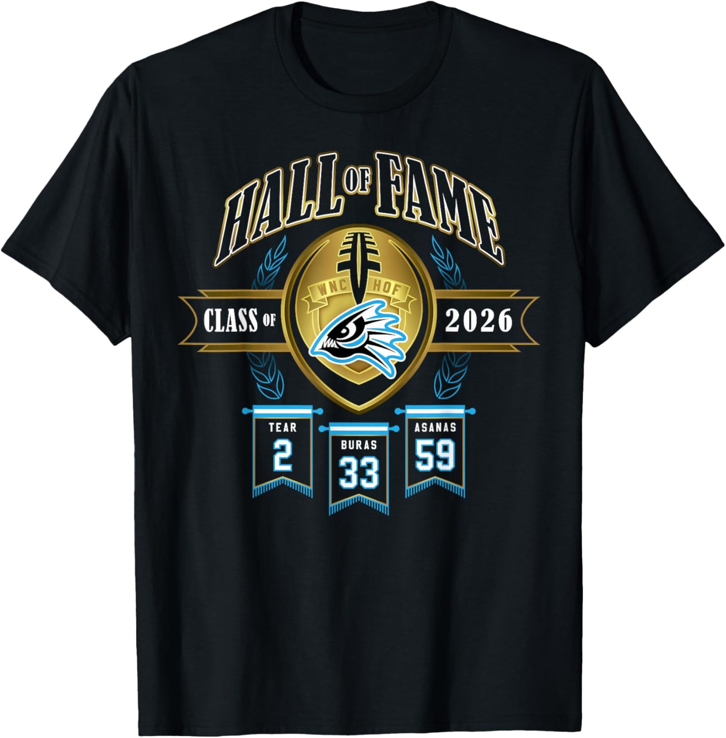 2026 HOF Piranhas Flag Football: #2, #33, #59 T-Shirt - T-Shirt | Black